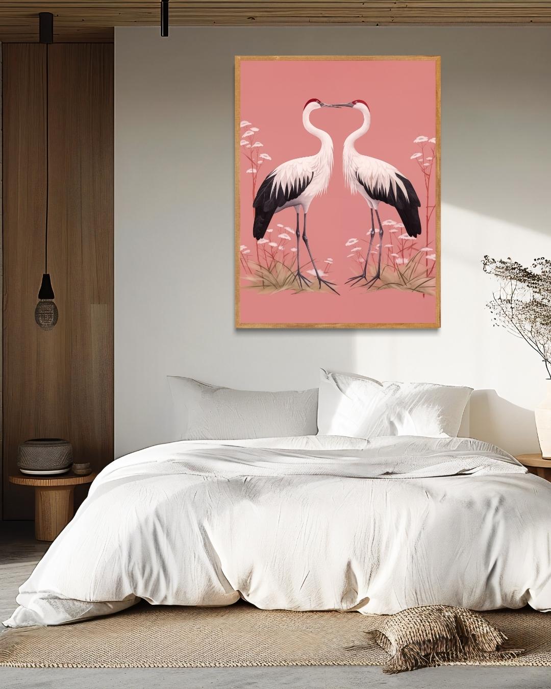 Twee Kranen in Harmonie Poster – staande poster voor modern interieur