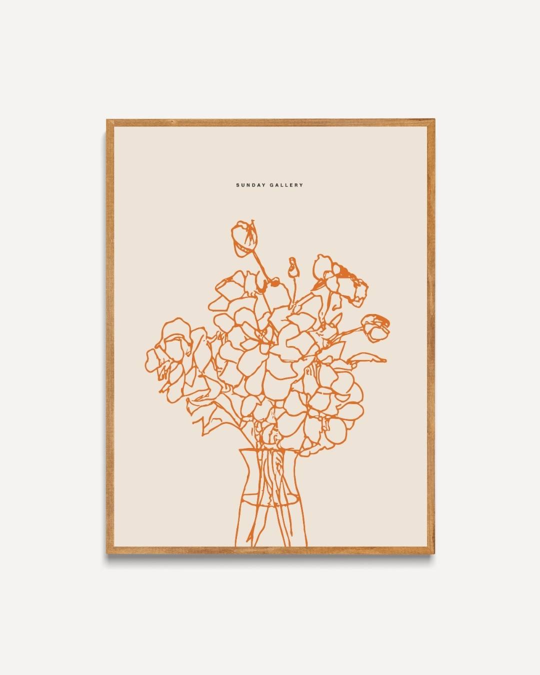 Oranje bloemenvaas Poster – portret poster als wanddecoratie
