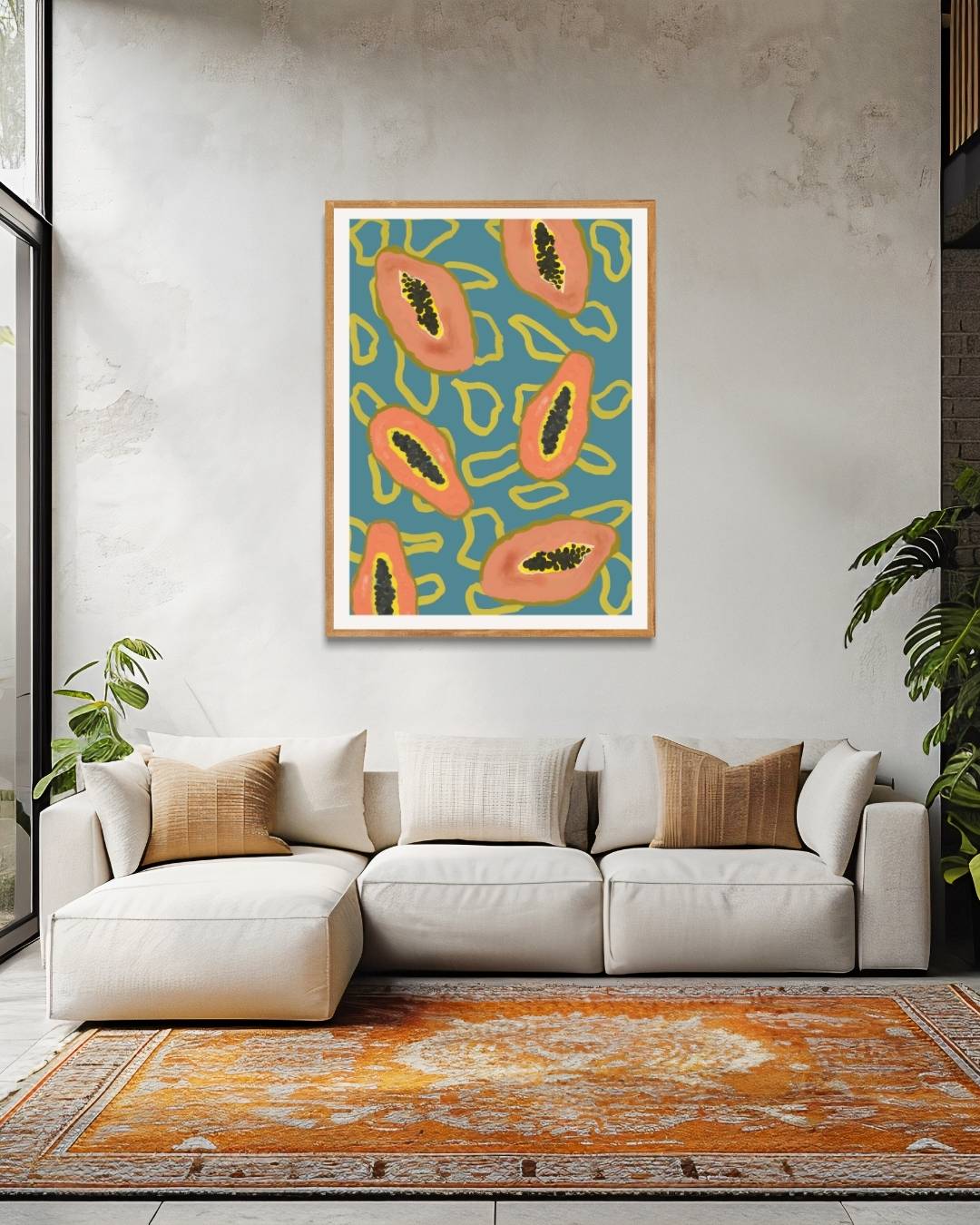 Papaja patroon Poster – staande poster voor modern interieur