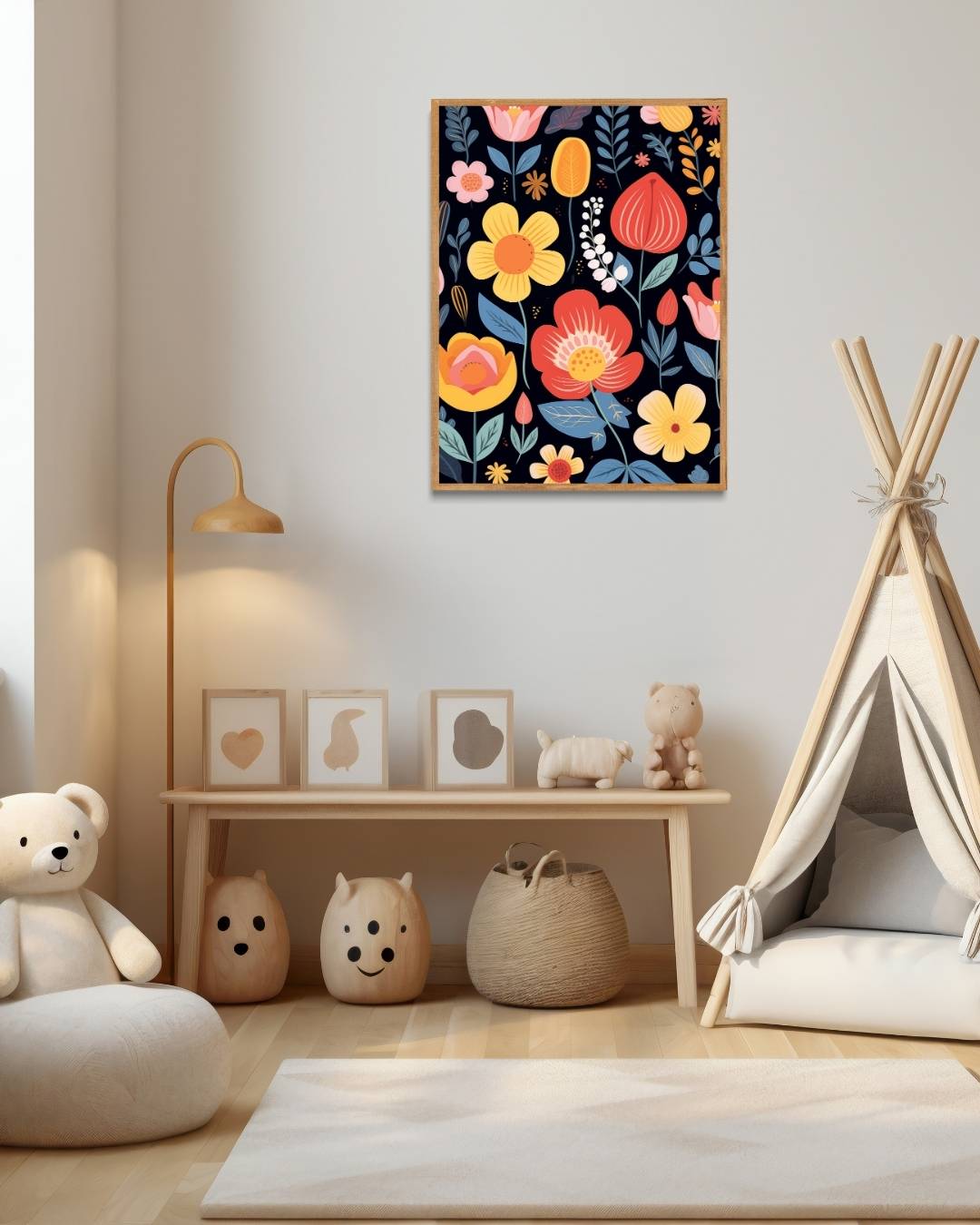 Vrolijke bloemenweelde Poster – staande poster voor modern interieur