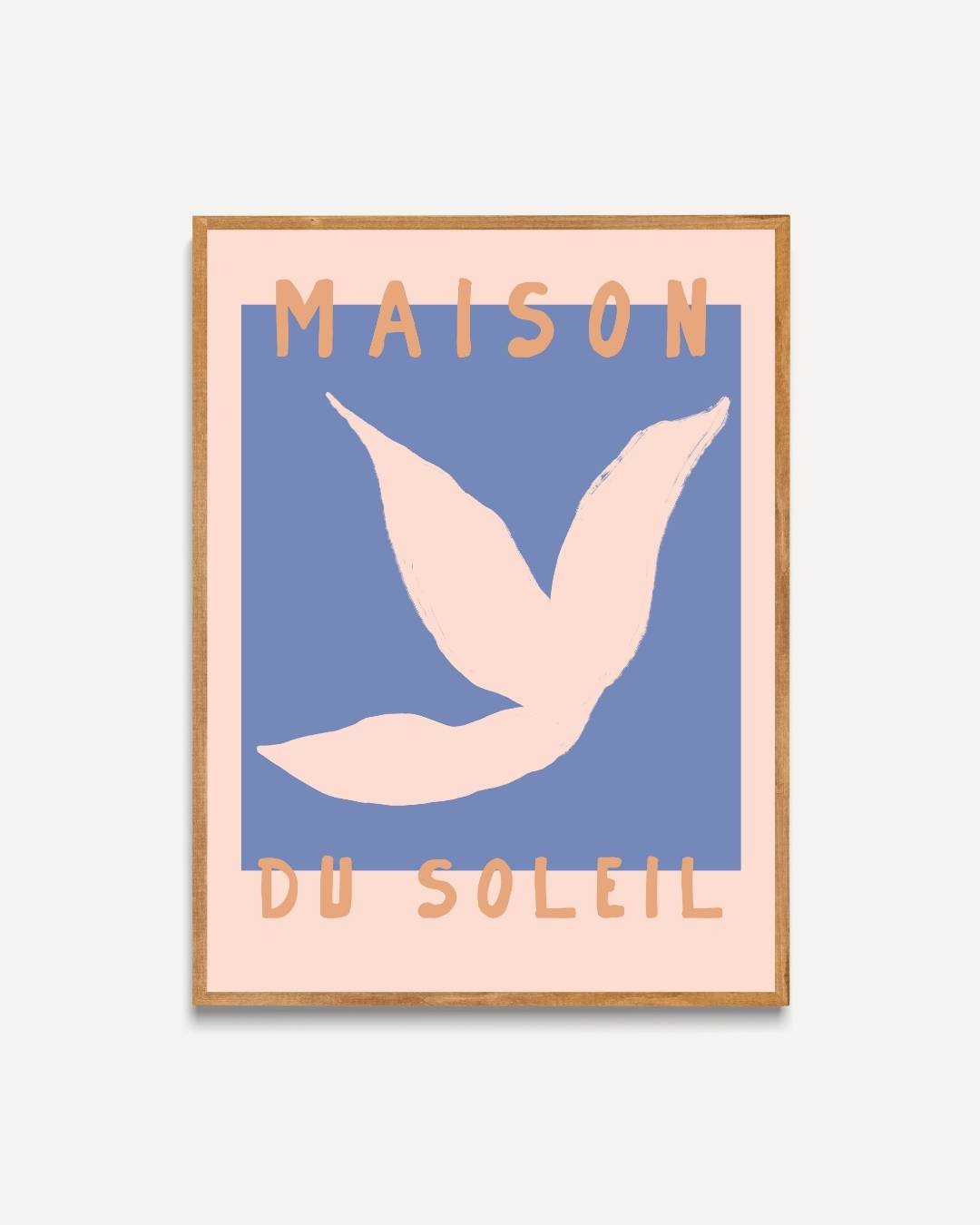 Maison du soleil licht blauw Poster – portret poster als wanddecoratie