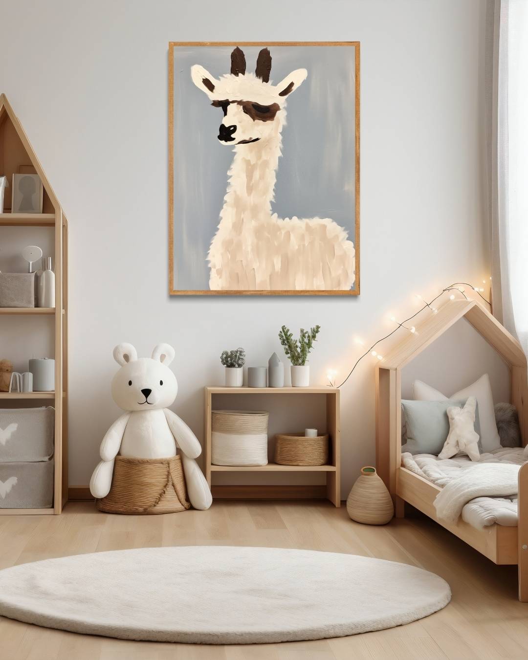 Stijlvolle lama illustratie Poster – staande poster voor modern interieur