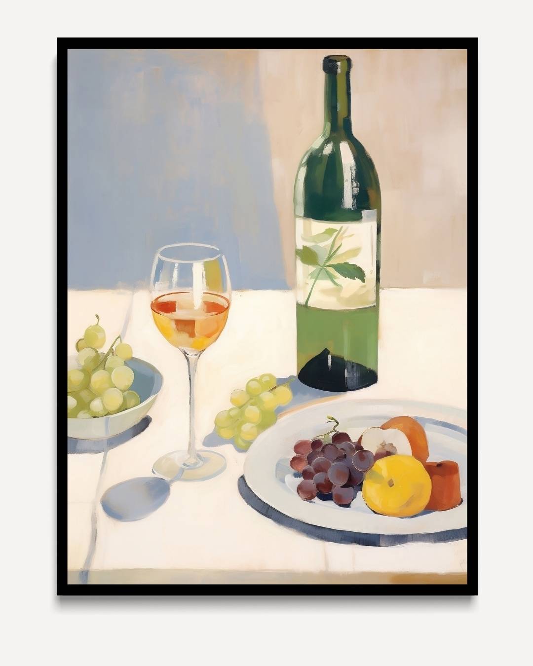 Glas wijn en fruit – portret kunstwerk als wanddecoratie
