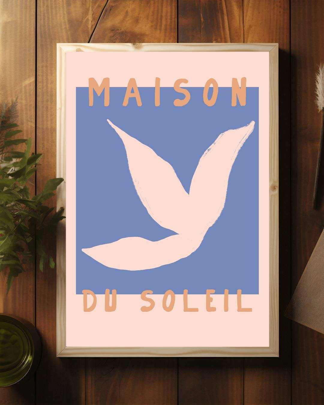 Maison du soleil licht blauw Poster – staande poster voor modern interieur