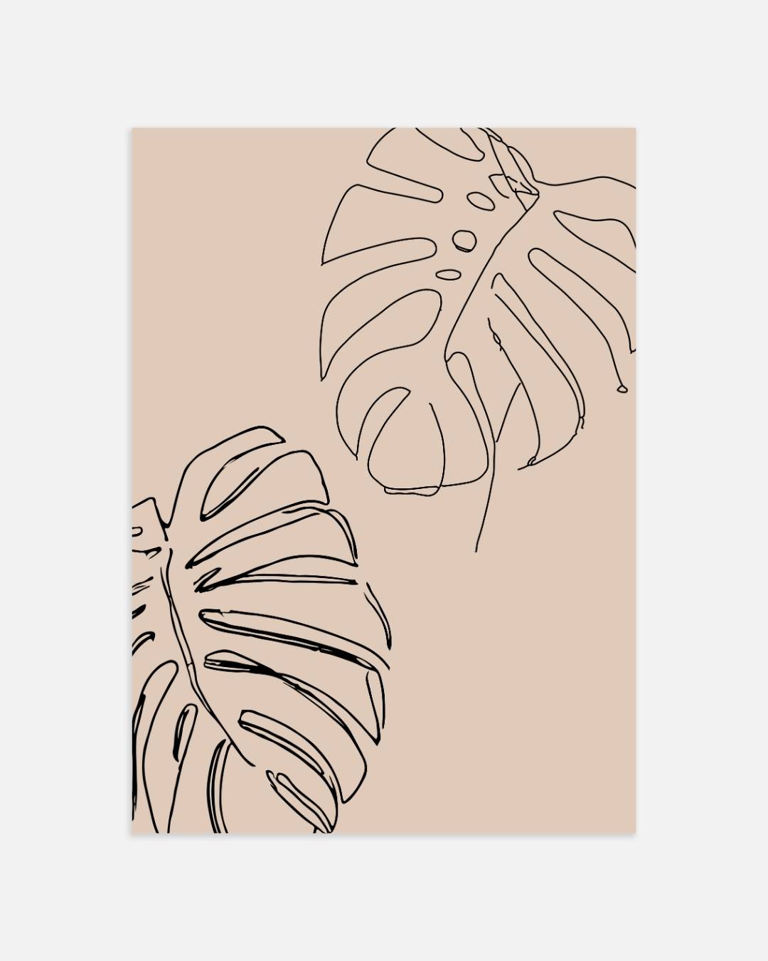 Monstera blad duo Poster – portret wanddecoratie van WallArtistic