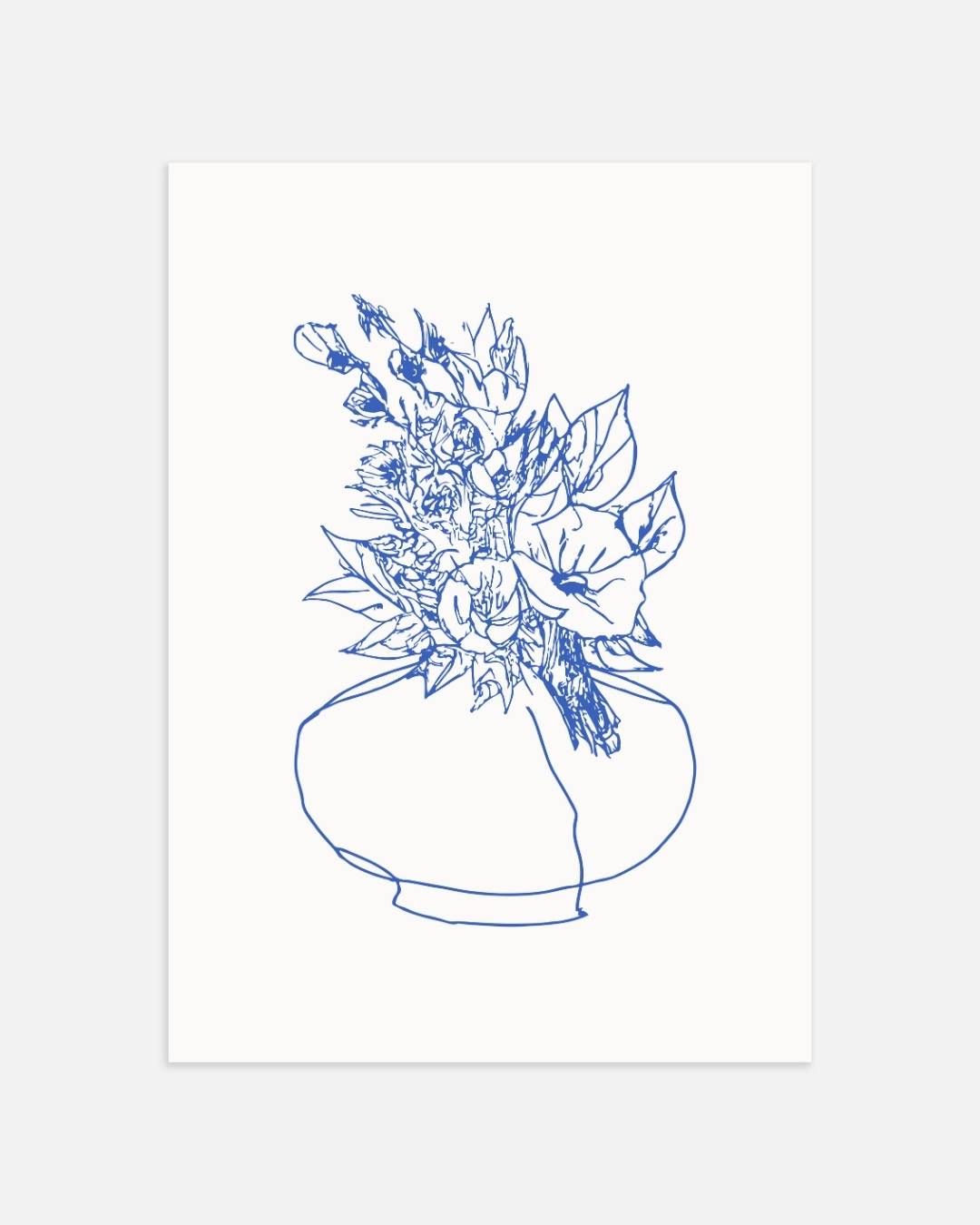 Blauwe bloemenpracht Poster Kunstwerk – portret wanddecoratie van WallArtistic