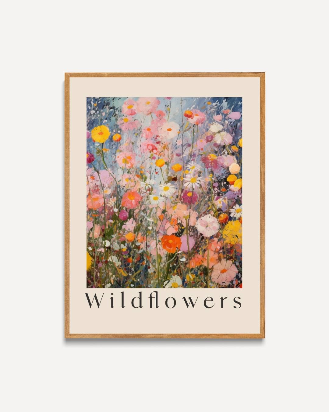 Wildflowers kleurrijk bloemenveld Poster – portret poster als wanddecoratie