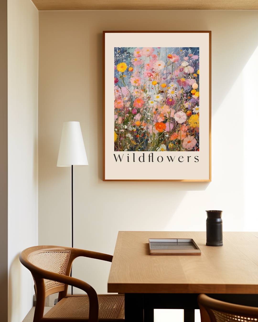 Wildflowers kleurrijk bloemenveld Poster – staande poster voor modern interieur