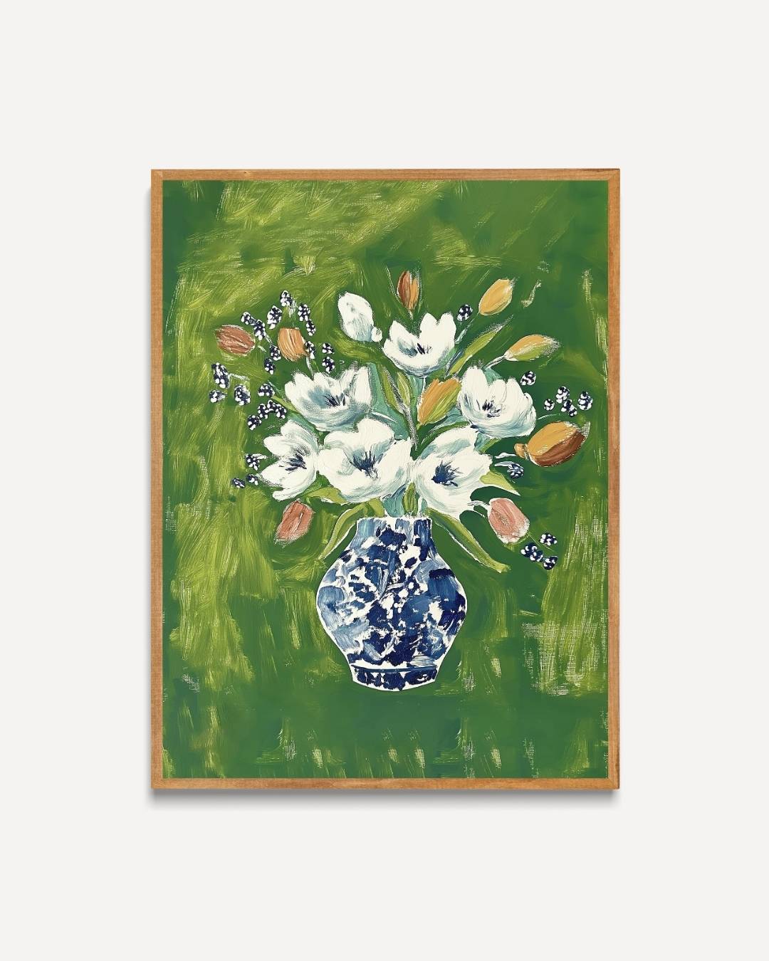 Bloemen in blauwe vaas Poster – portret poster als wanddecoratie