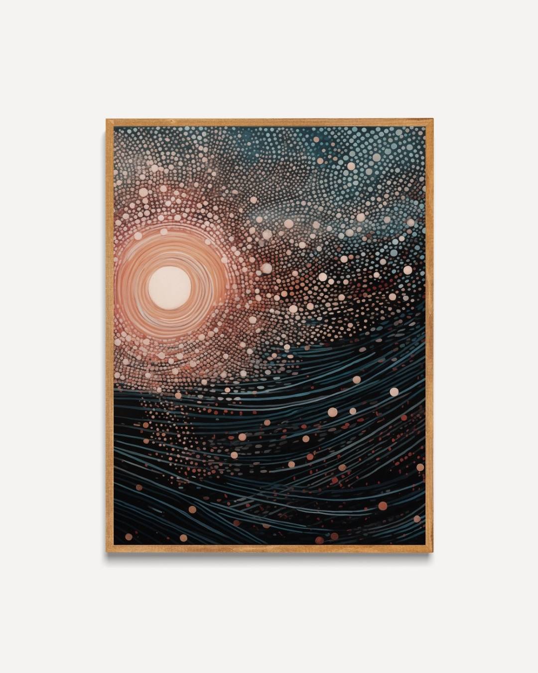 Abstracte zonsondergang en golven Poster – portret poster als wanddecoratie