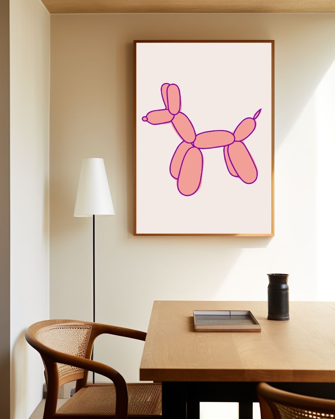 Ballon hond Poster – staande poster voor modern interieur