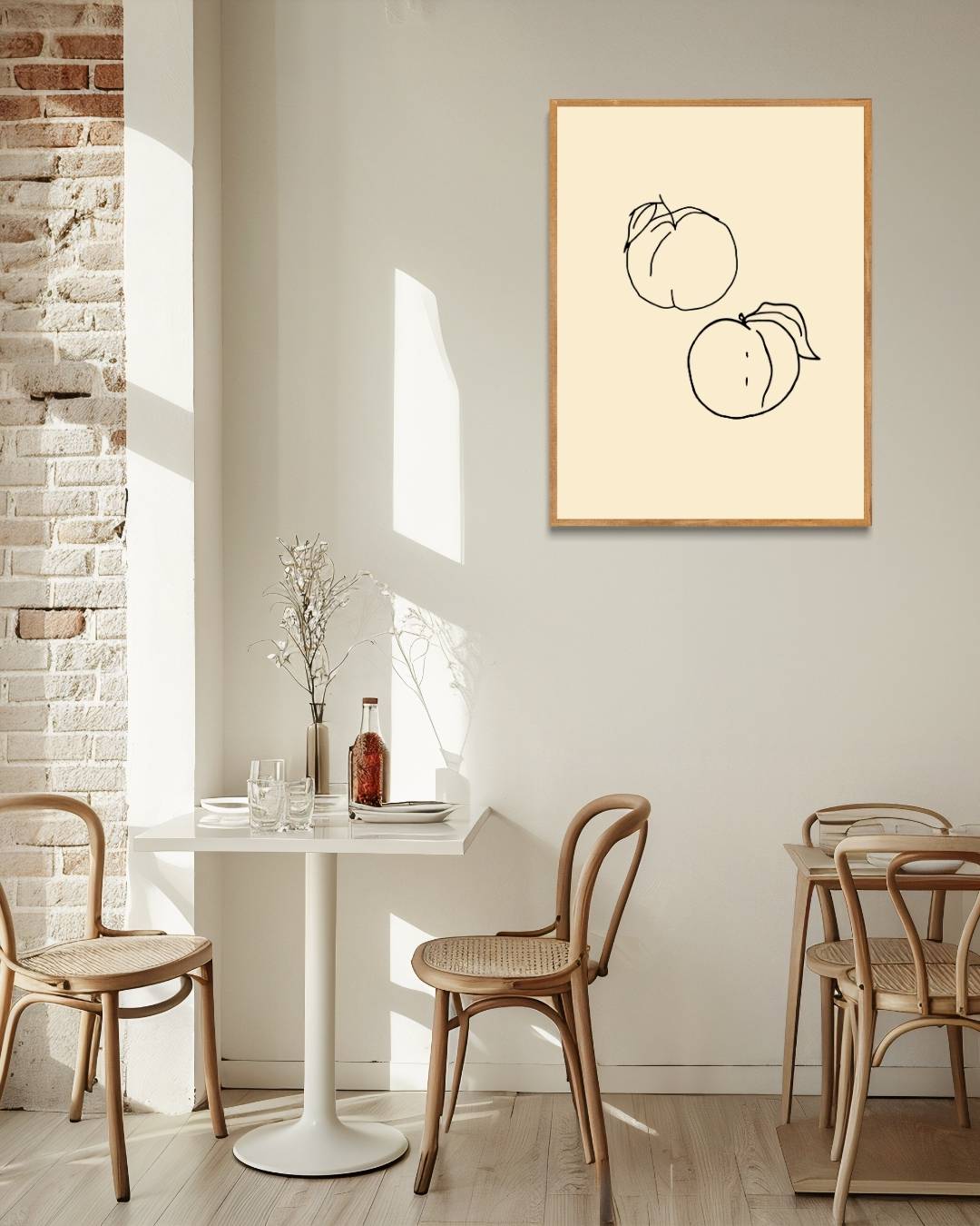 Perziken lijntekening Poster – staande poster voor modern interieur