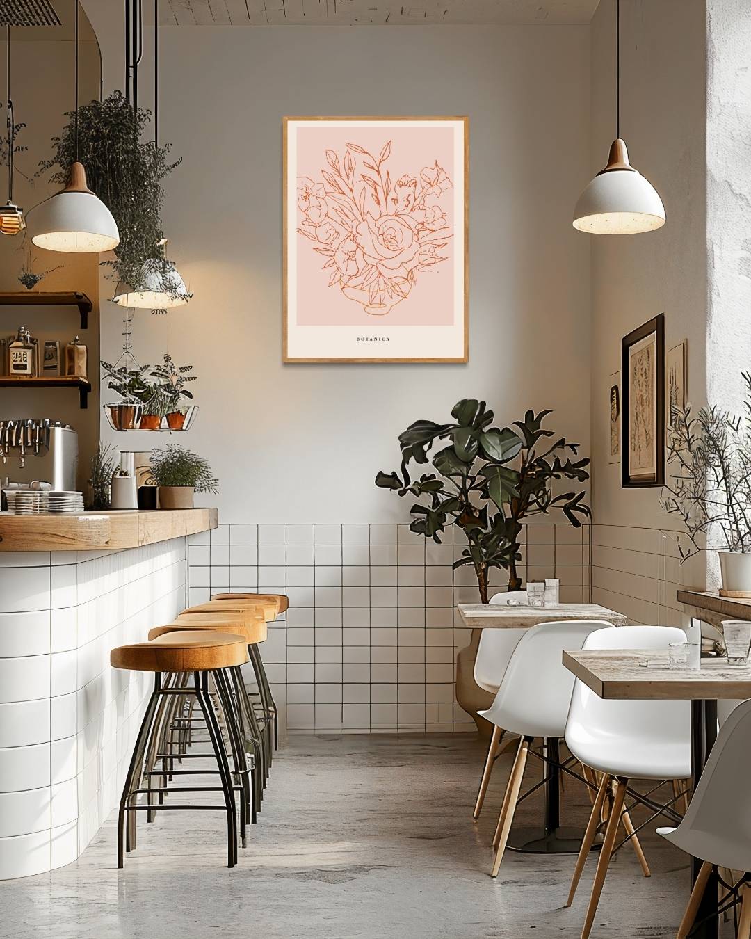 Subtiele bloemen schets Poster – staande poster voor modern interieur