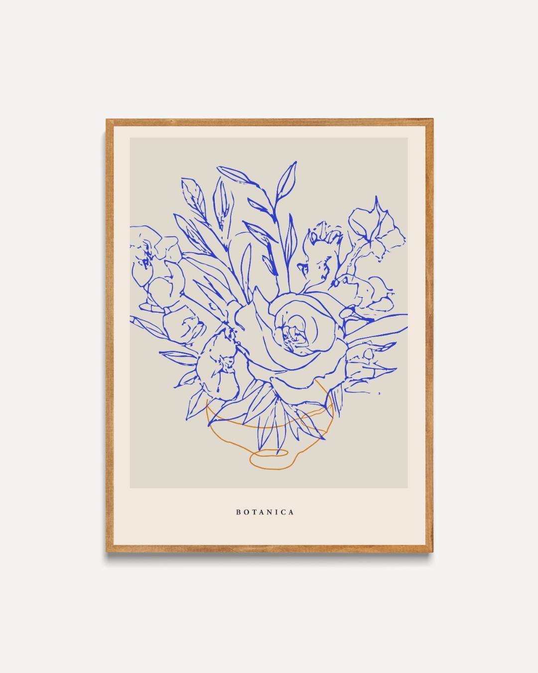 Vintage bloemenlijn Poster – portret poster als wanddecoratie