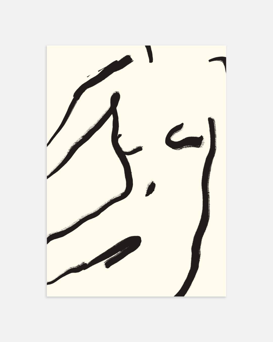 Abstracte zwarte lijnen Poster – portret wanddecoratie van WallArtistic