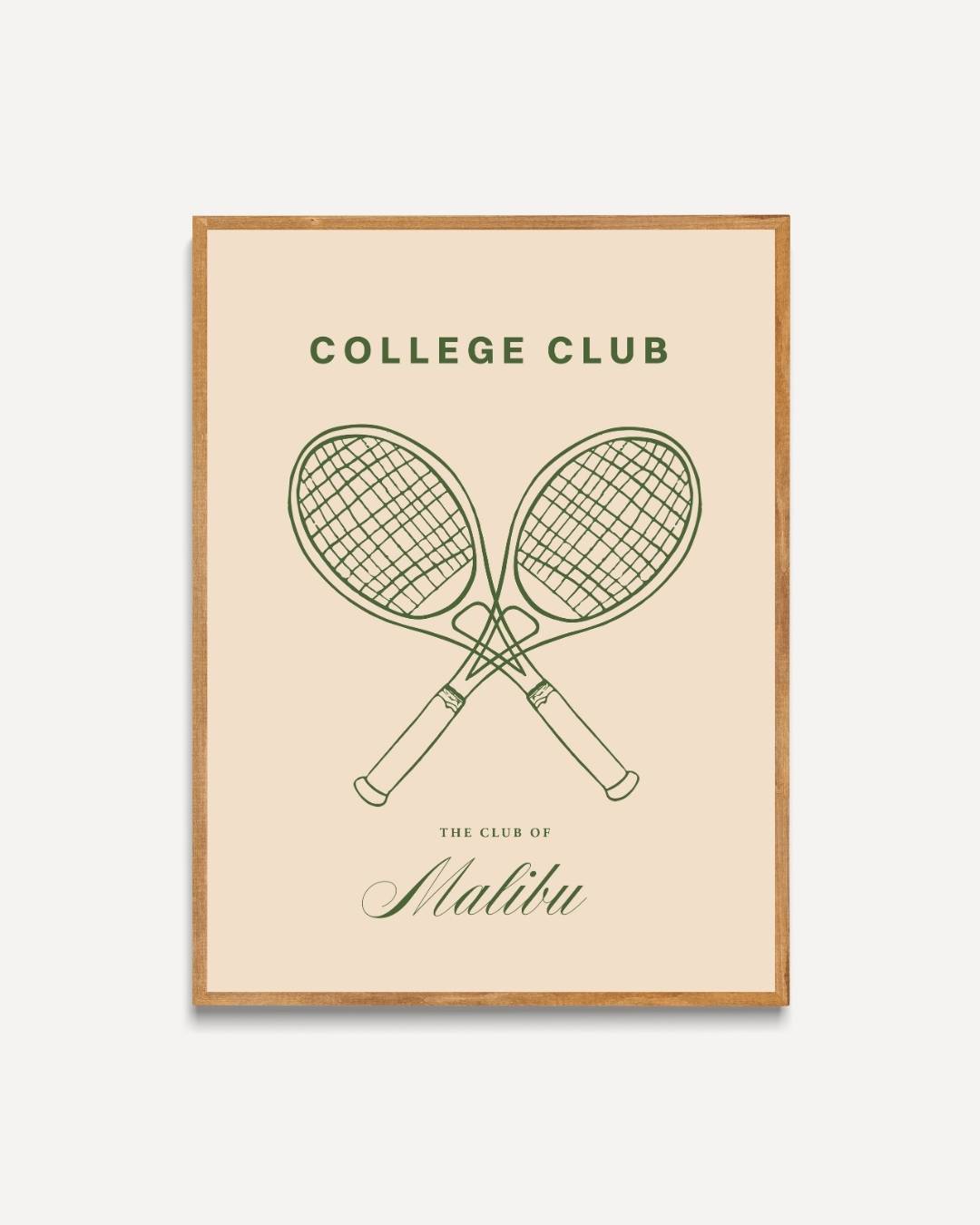 College Club gekruiste groene tennisrackets Poster – portret poster als wanddecoratie