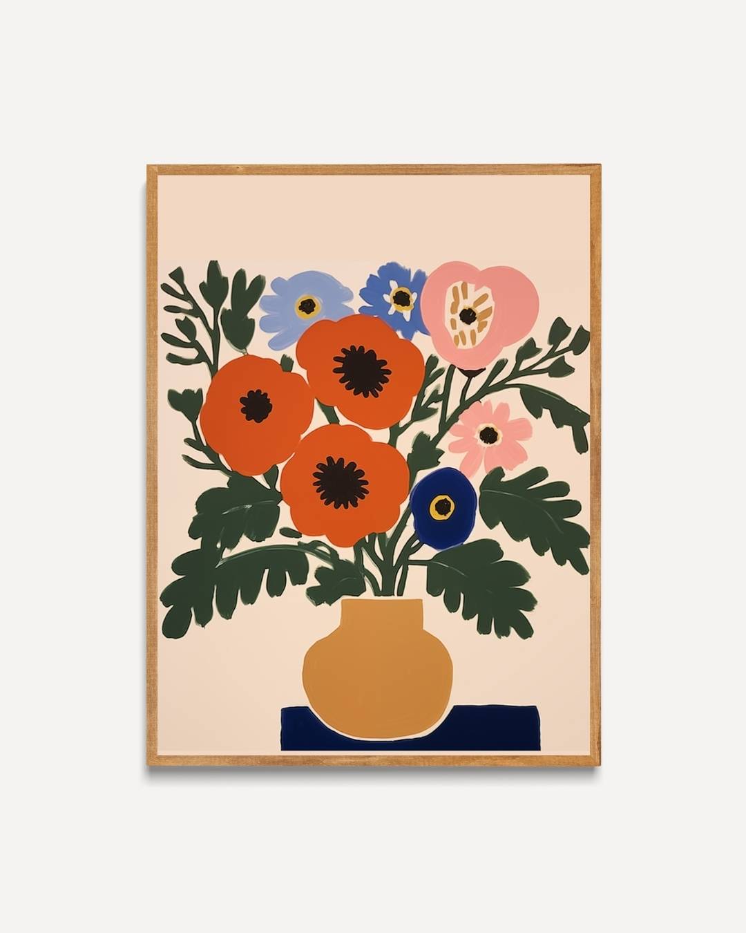 Bloemen in oranje vaas Poster – portret poster als wanddecoratie
