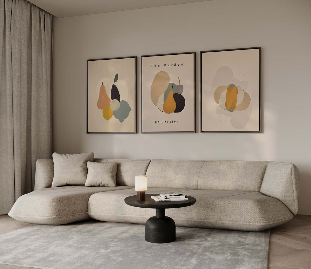 Fruitige modernistische collage – drieluik voor modern interieur