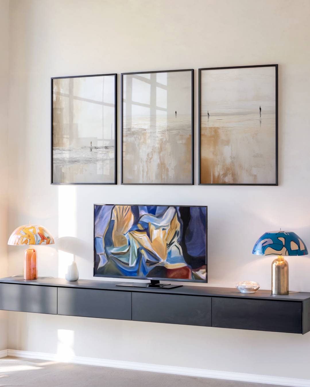 Rustige kustlijn – drieluik voor modern interieur
