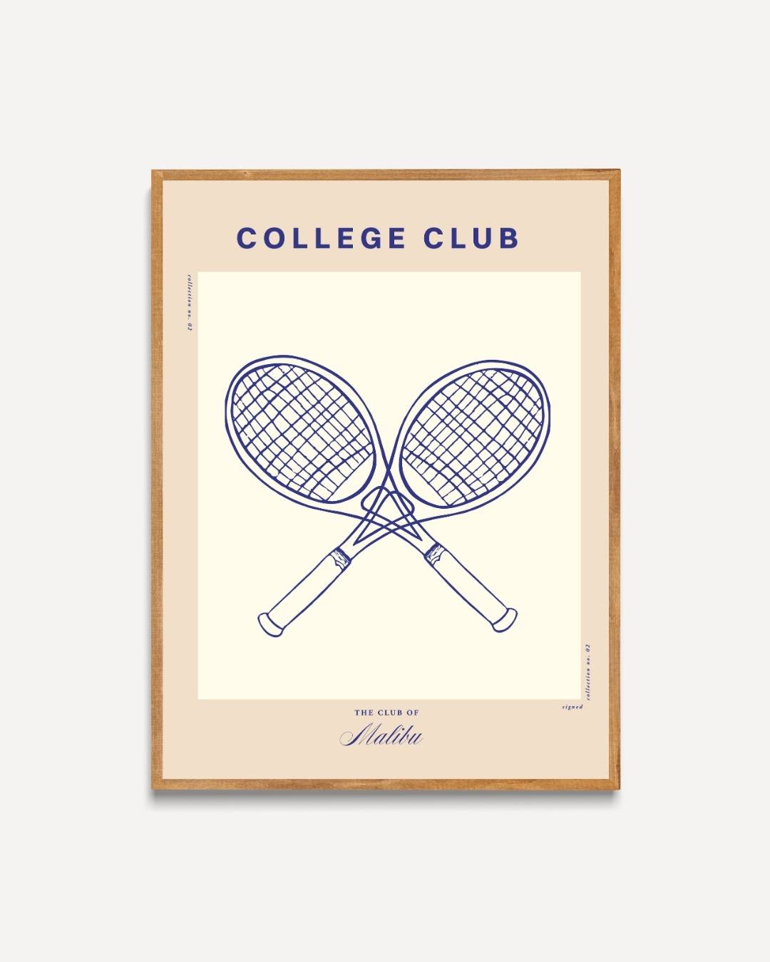 College Club tennisrackets Poster – portret poster als wanddecoratie