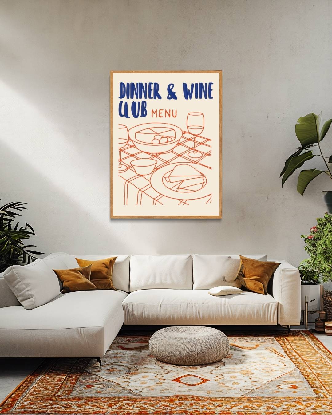 Dinner & wine club Poster – staande poster voor modern interieur