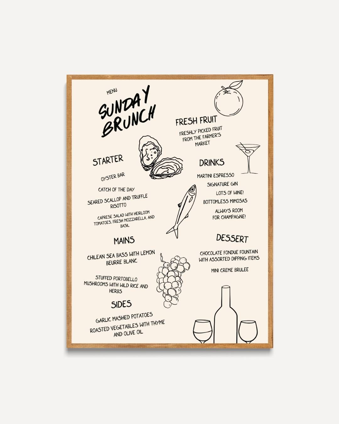 Sunday brunch menu Poster – portret poster als wanddecoratie