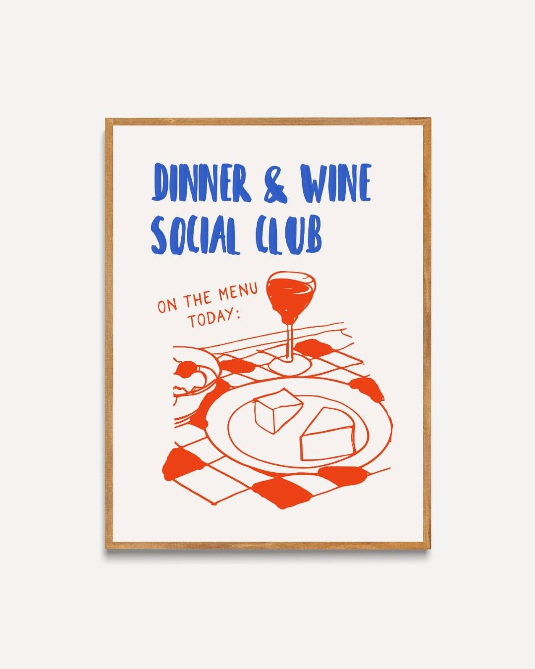 Dinner & wine social club Poster – portret poster als wanddecoratie