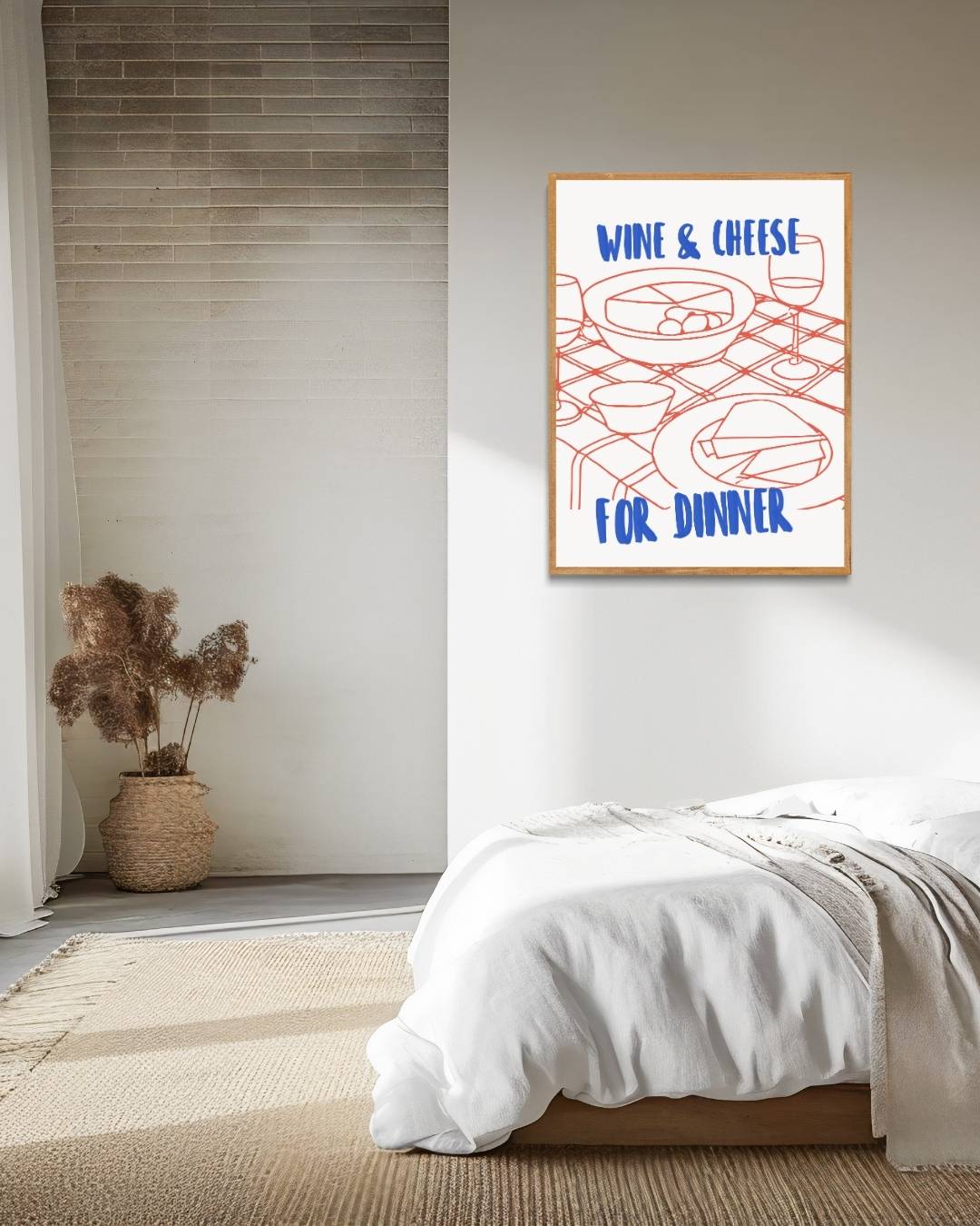 Wine & cheese for dinner Poster – staande poster voor modern interieur