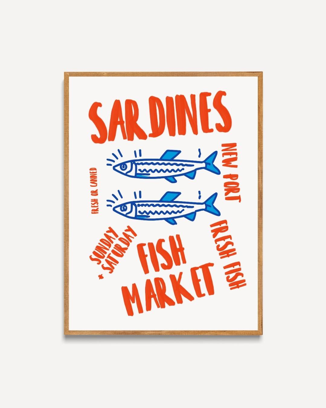 Sardines fish market Poster – portret poster als wanddecoratie