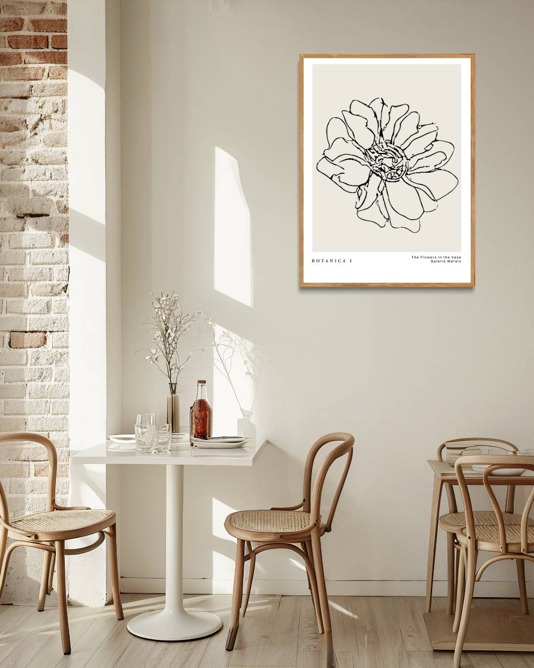 Bloem abstracte lijntekening Poster – staande poster voor modern interieur