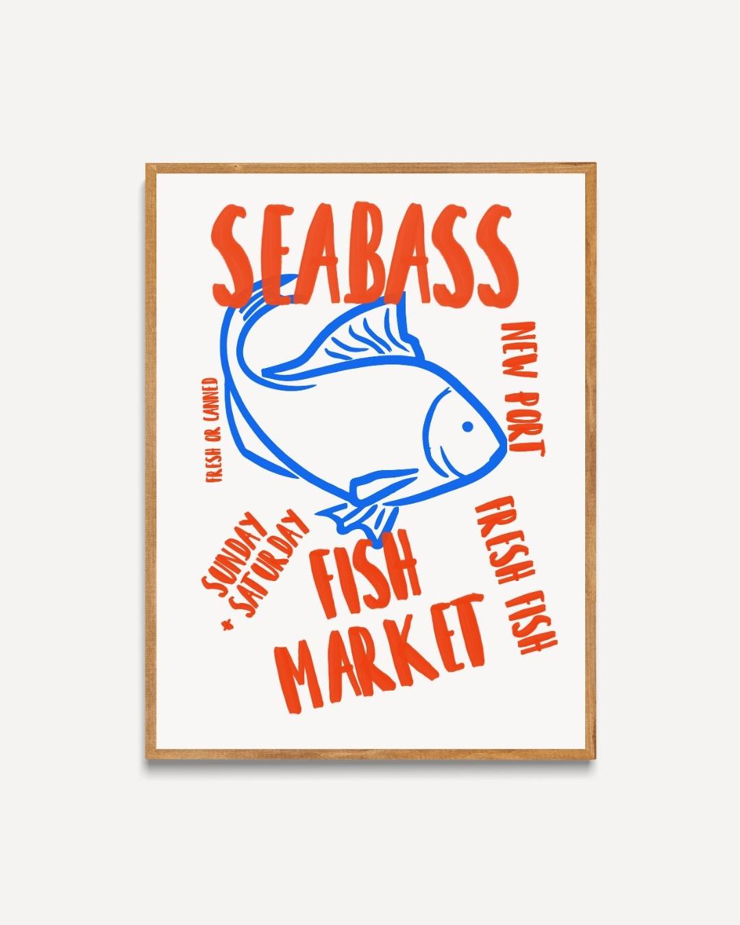 Seabass fish market Poster – portret poster als wanddecoratie