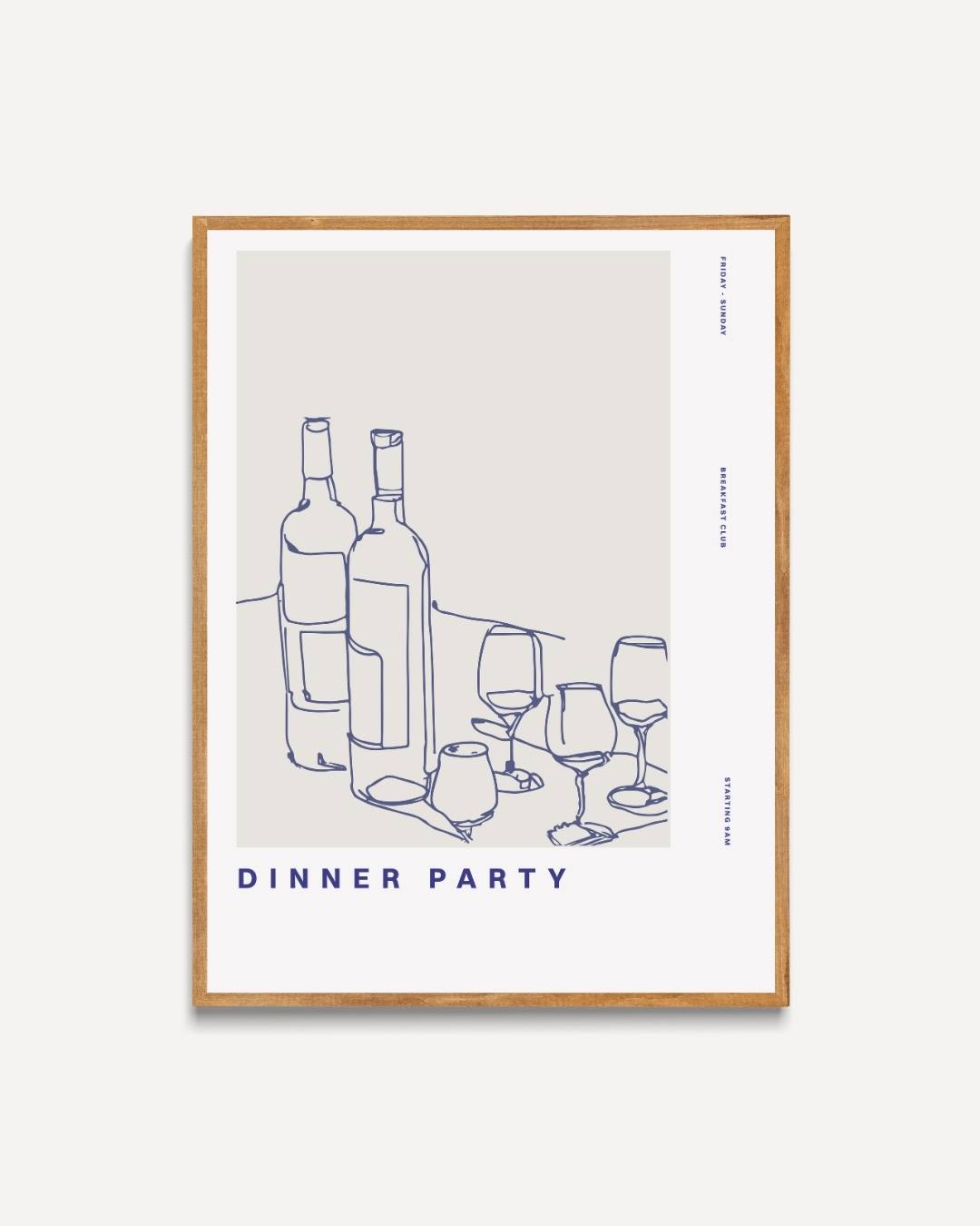 Dinner party wijnflessen Poster – portret poster als wanddecoratie