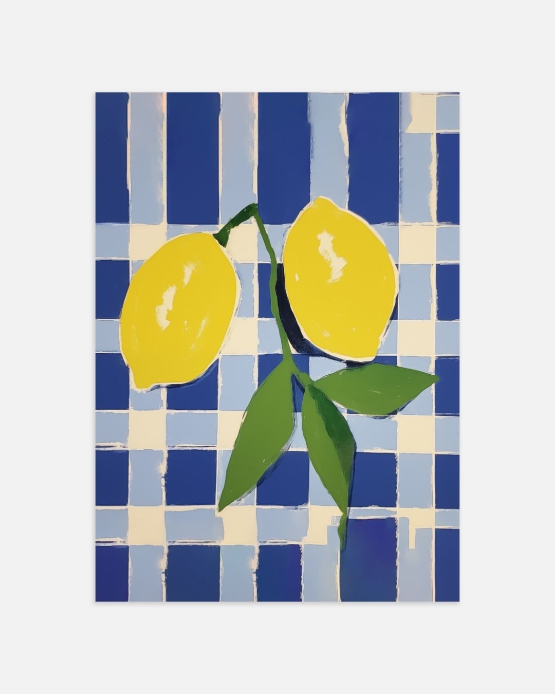 Citroenen op blauw Poster – portret wanddecoratie van WallArtistic