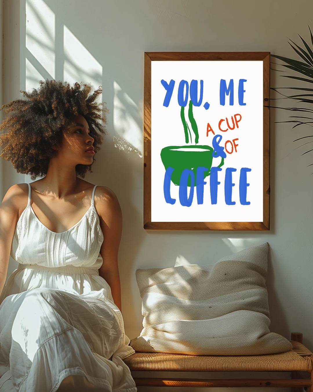 You, me & a cup of coffee Poster – staande poster voor modern interieur