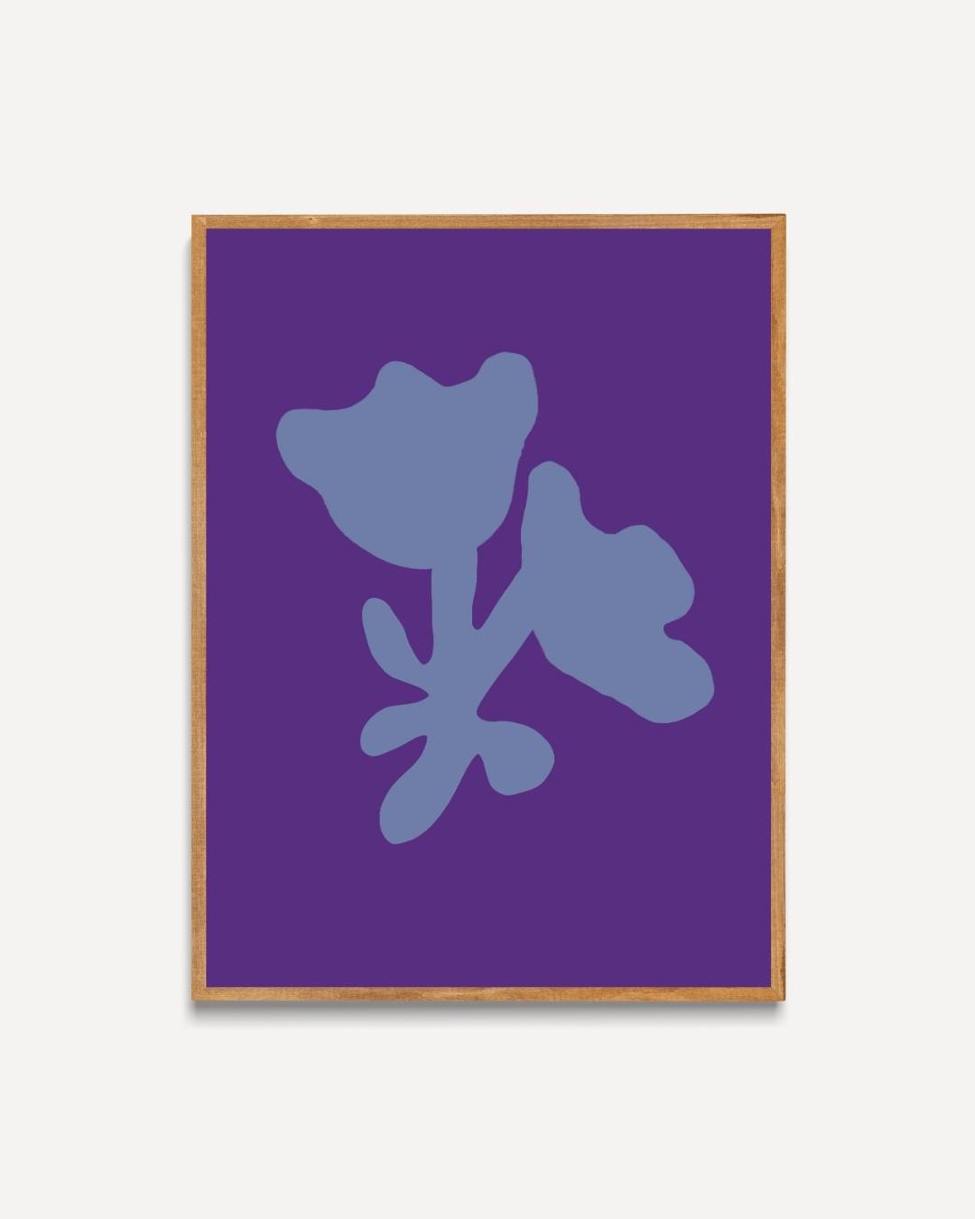 Abstract blauwe bloemen Poster – portret poster als wanddecoratie