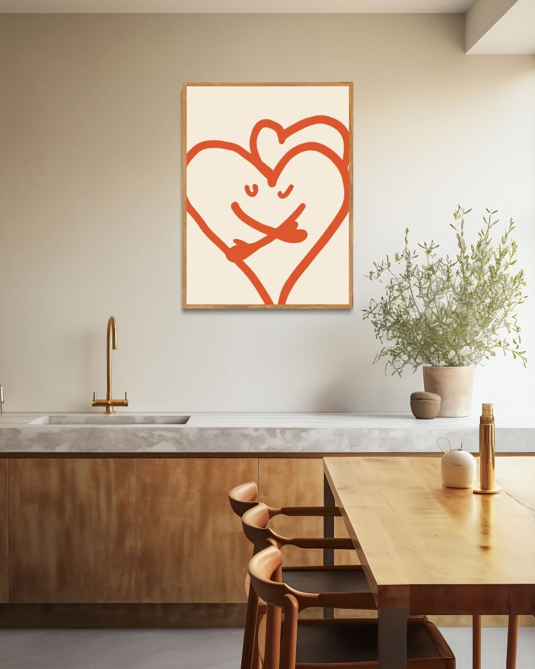 Omarmend hart Poster – staande poster voor modern interieur