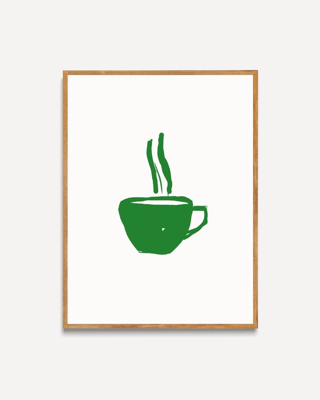 Simple green coffee cup Poster – portret poster als wanddecoratie