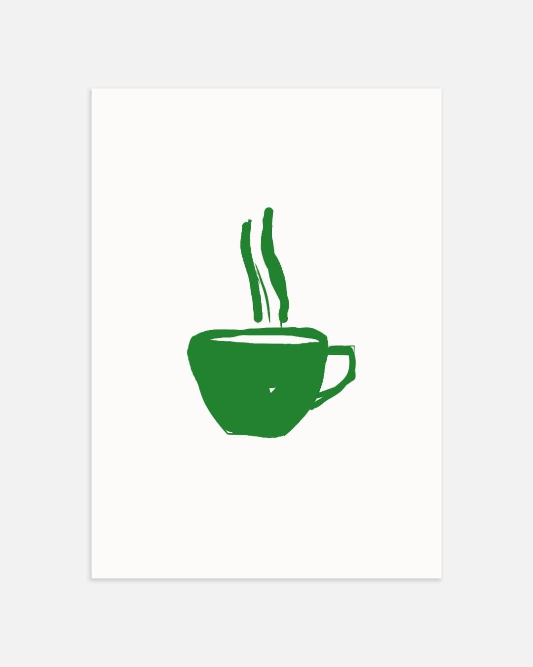 Simple green coffee cup Poster – portret wanddecoratie van WallArtistic