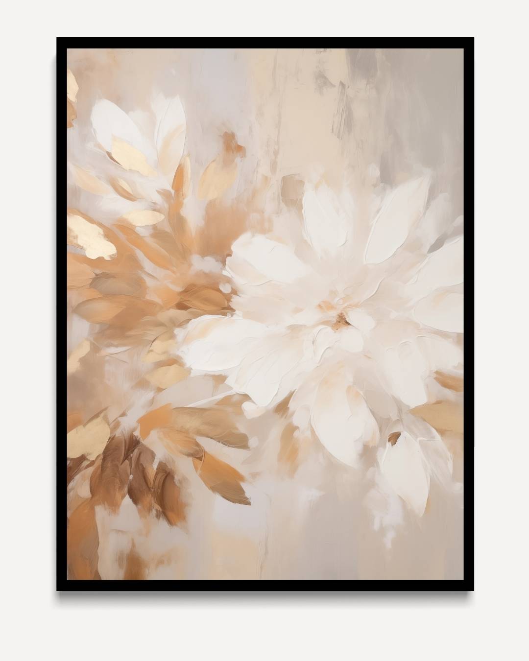 Bloemen in warme tonen – portret kunstwerk als wanddecoratie