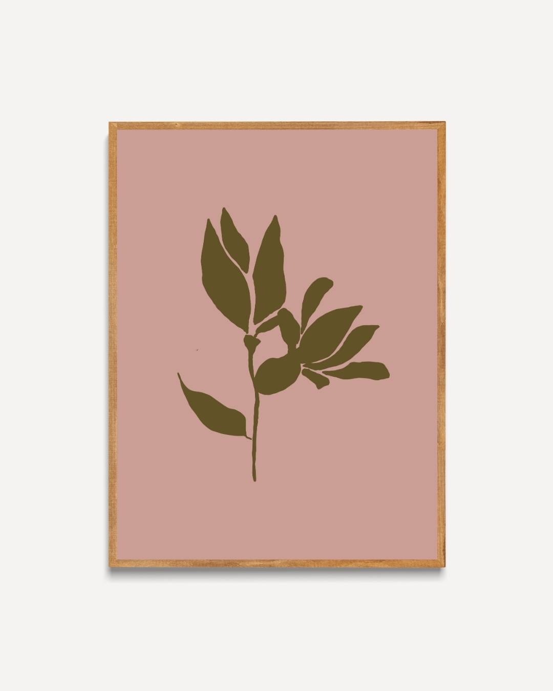 Minimalistische bloemensilhouet op roze achtergrond Poster – portret poster als wanddecoratie