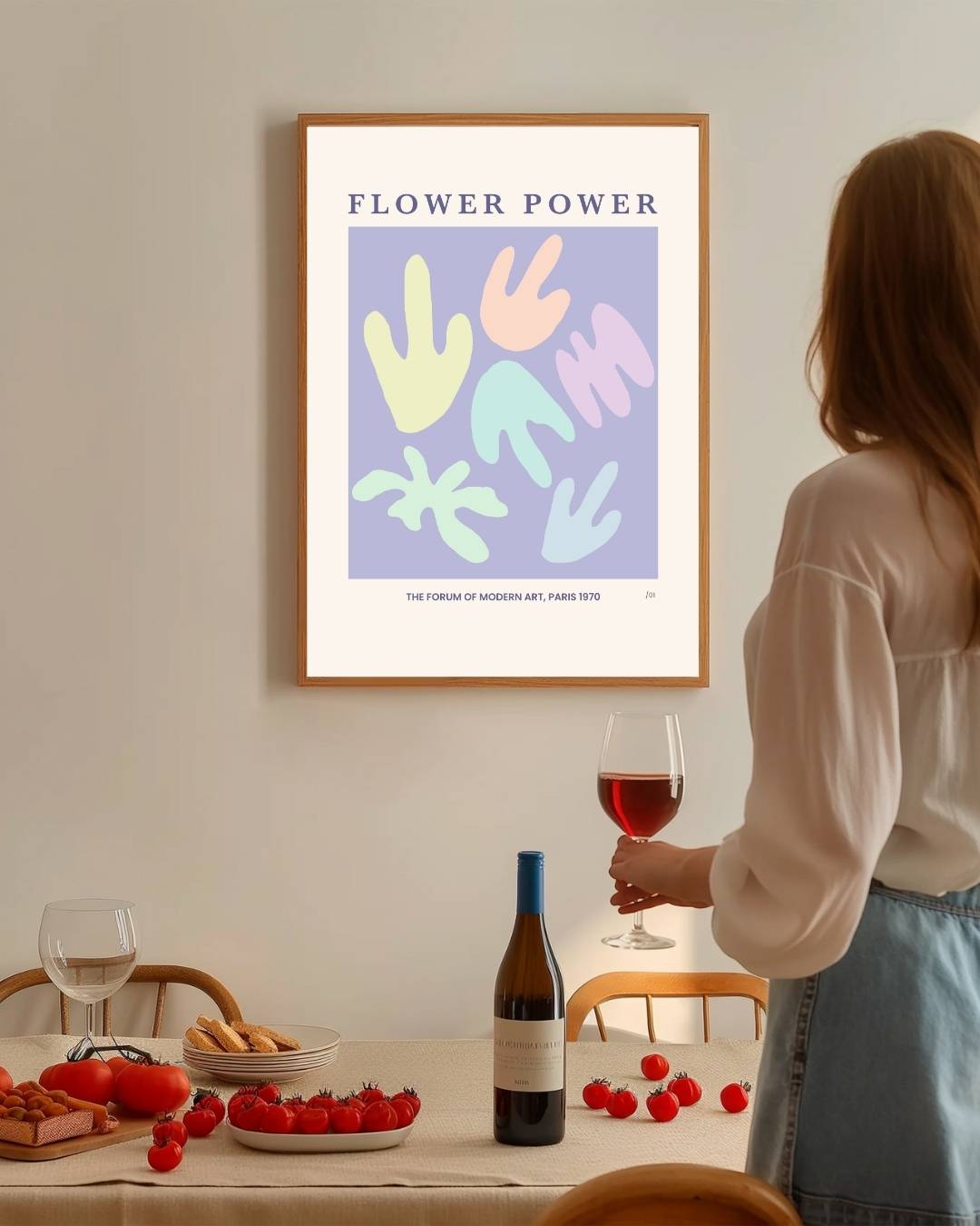 Flower Power Pastel Poster – staande poster voor modern interieur