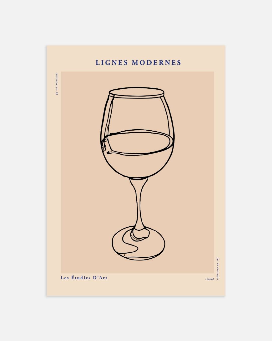Wijnglas line art Poster – portret wanddecoratie van WallArtistic