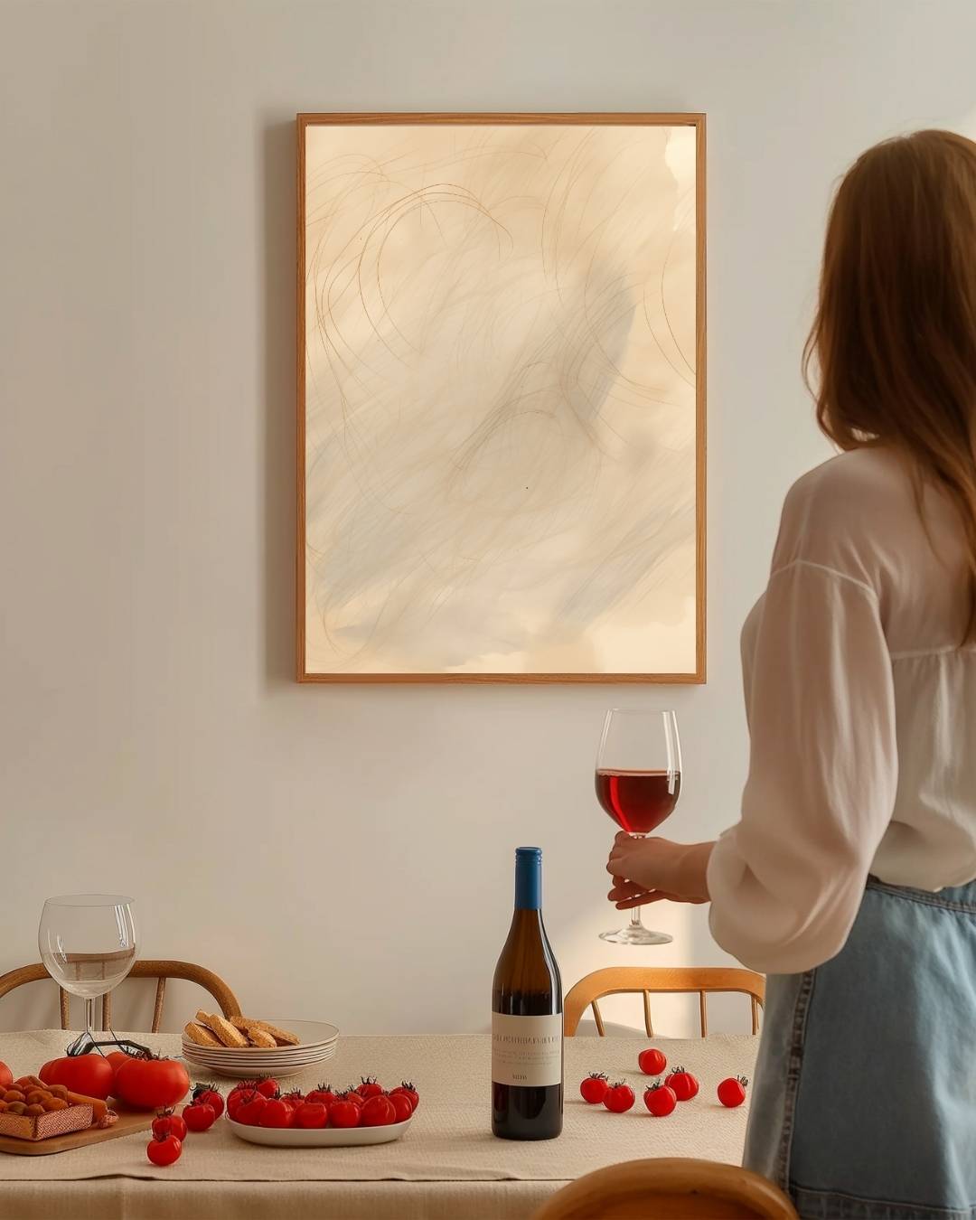 Vloeiende beige tonen Poster – staande poster voor modern interieur