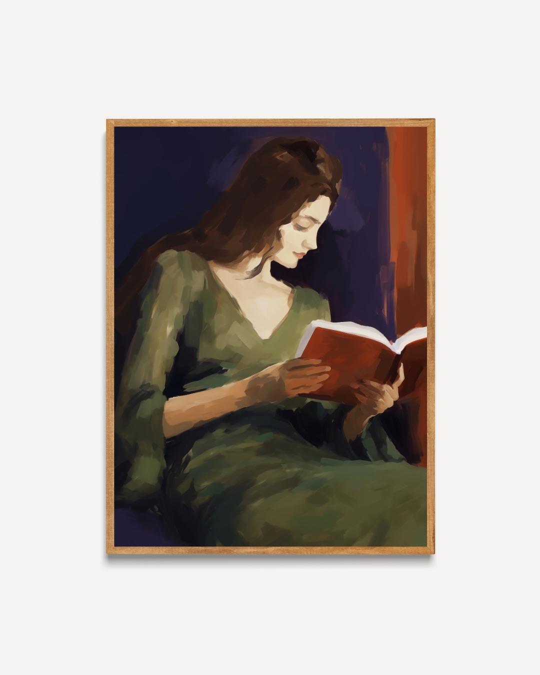 Lezende vrouw Poster – portret poster als wanddecoratie