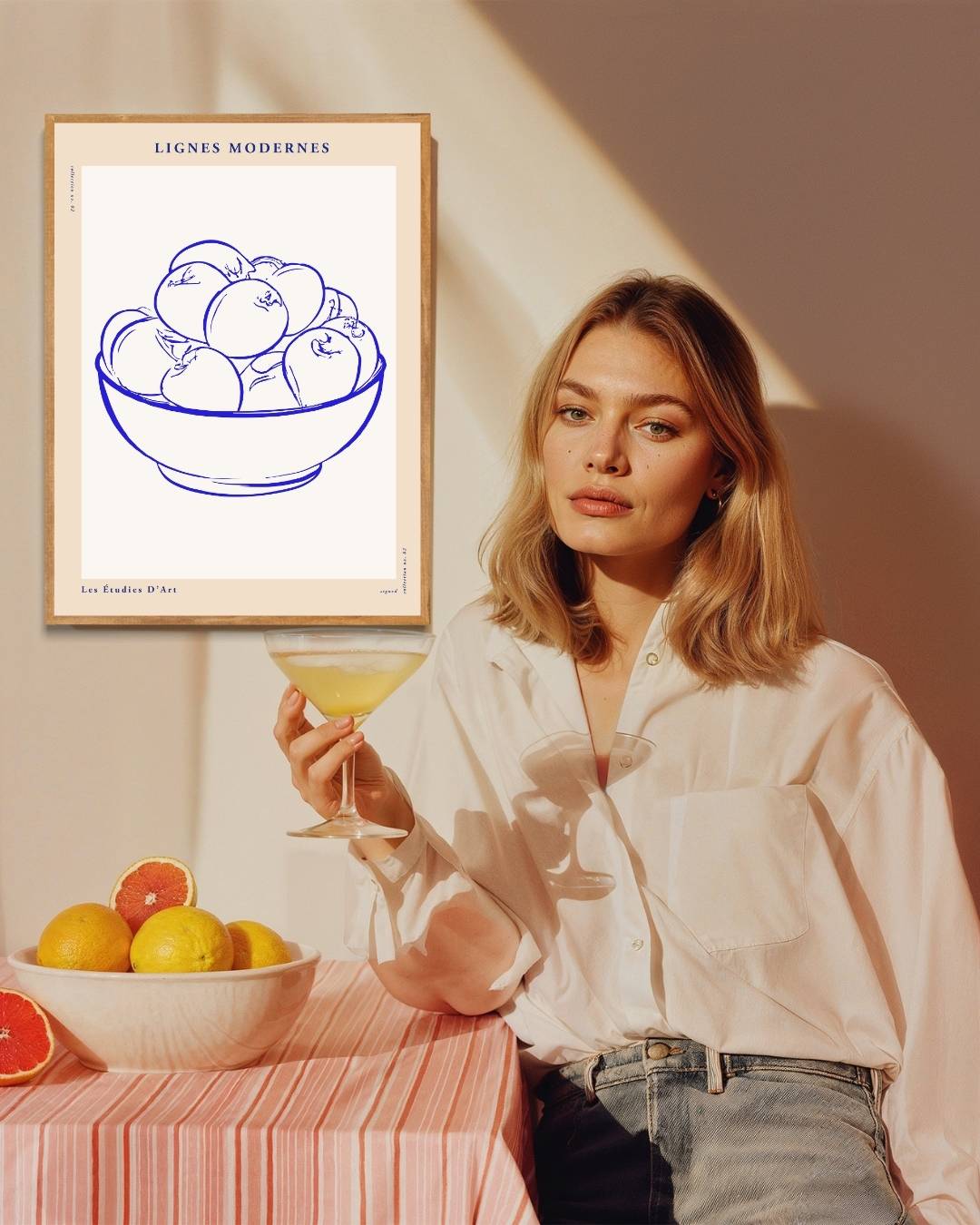 Fruit schaal line art Poster Kunstwerk – staande poster voor modern interieur
