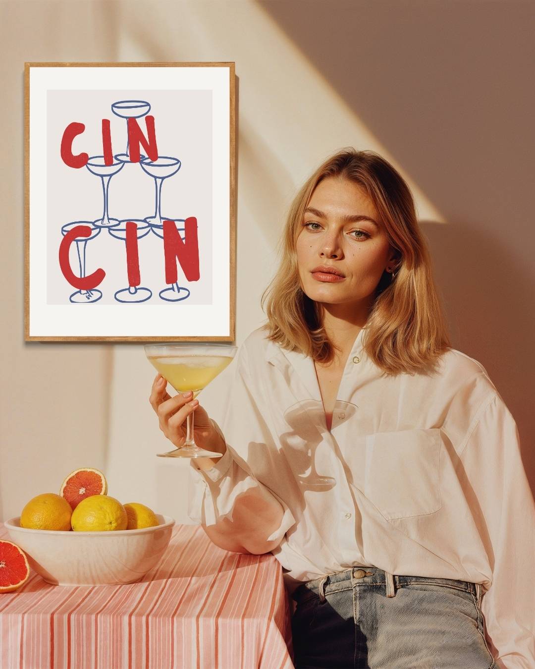 Cin Cin Celebration Poster – staande poster voor modern interieur