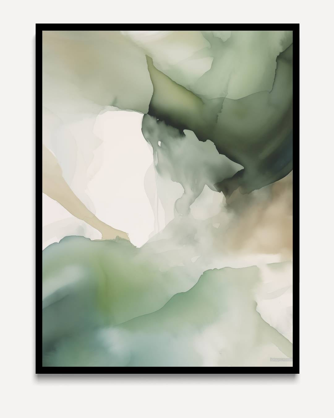 Diepgroen abstract landschap – portret kunstwerk als wanddecoratie
