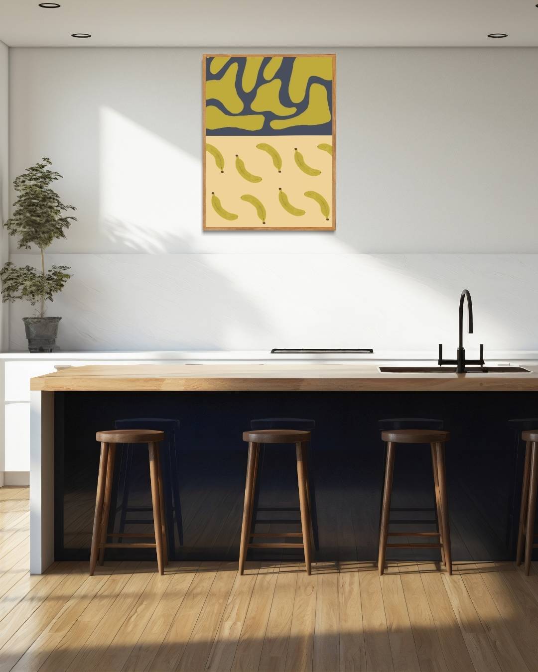 Bananenpatroon Poster – staande poster voor modern interieur