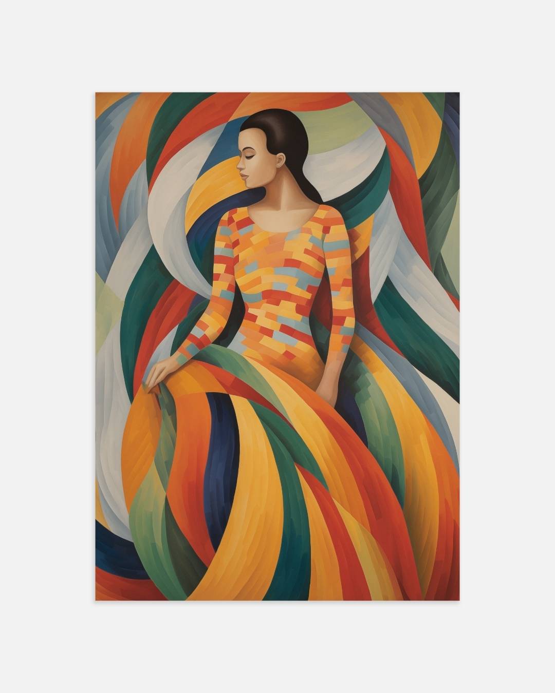 Vibrant abstract portrait Poster – portret wanddecoratie van WallArtistic