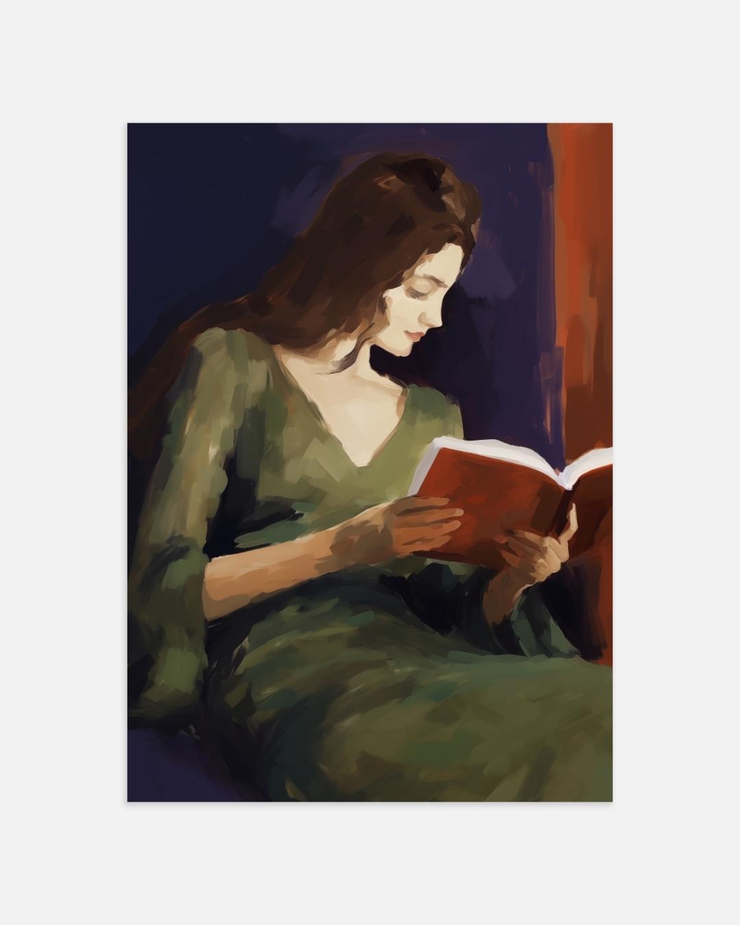 Lezende vrouw Poster – portret wanddecoratie van WallArtistic